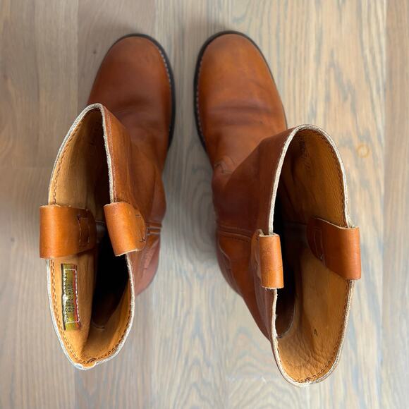 VTG 70s Santa Rosa Brand Leather Cowboy Boots USA Unisex Mens 6D Womens Size 7.5 - Picture 9 of 10